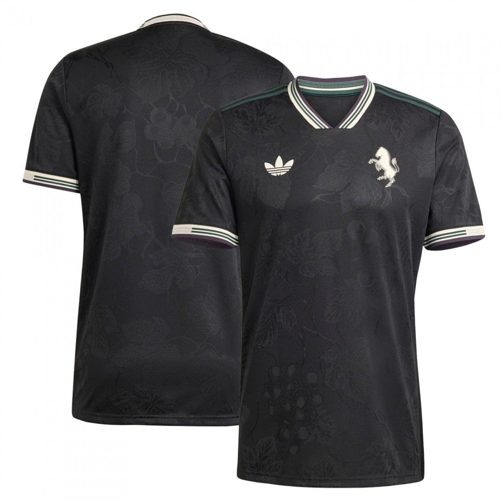 Juventus 3rd Kit 2025/26 – black and geometric retro football jersey back view