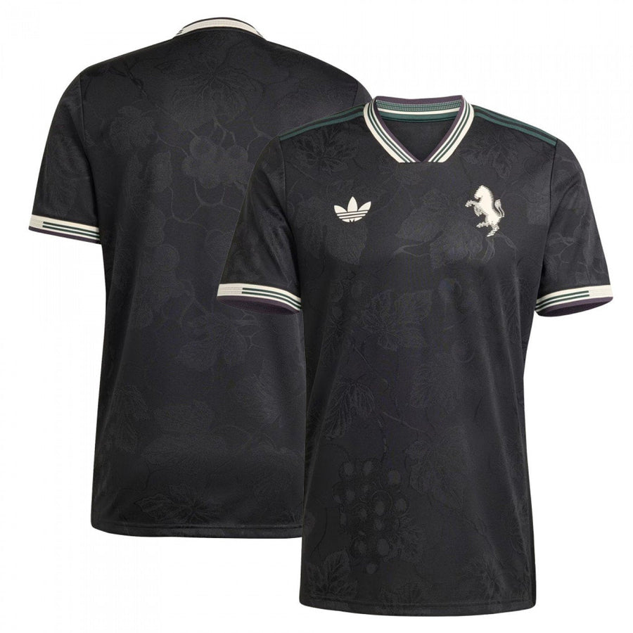 Juventus 3rd Kit 2025/26 – black and geometric retro football jersey back view