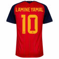 Spain Lamine Yamal #10 Home Kit - 2026 World Cup – striped and red retro football jersey front view