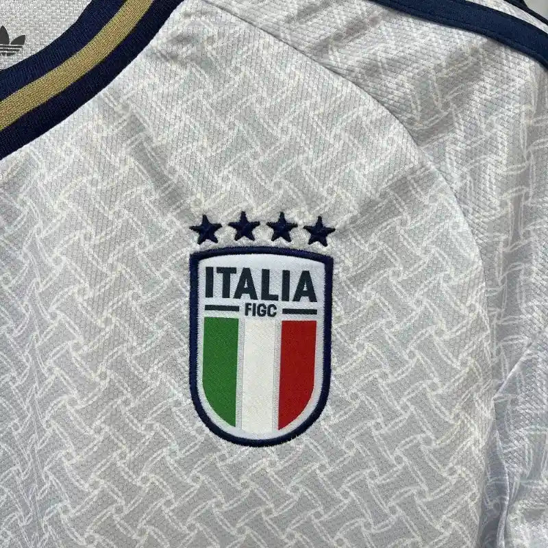 Italy Away Kit 2026 – blue and geometric retro football jersey back view