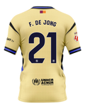 Barcelona Away Kit F. de Jong #21 2025/26 (La Liga) – beige and yellow retro football jersey front view