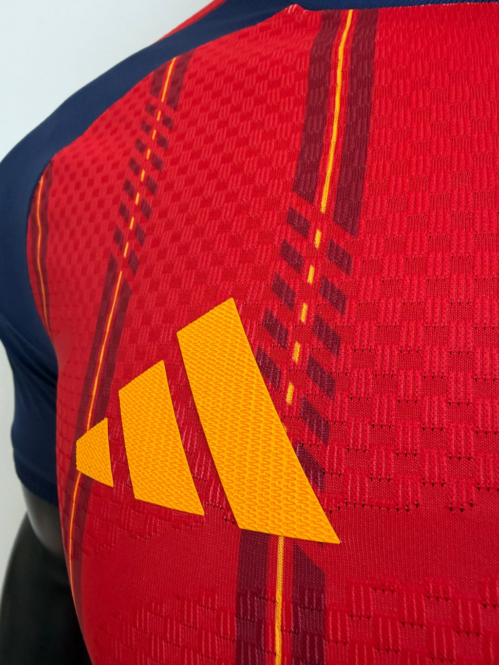 Spain Home Kit - World Cup 2026 – striped retro football jersey detail view