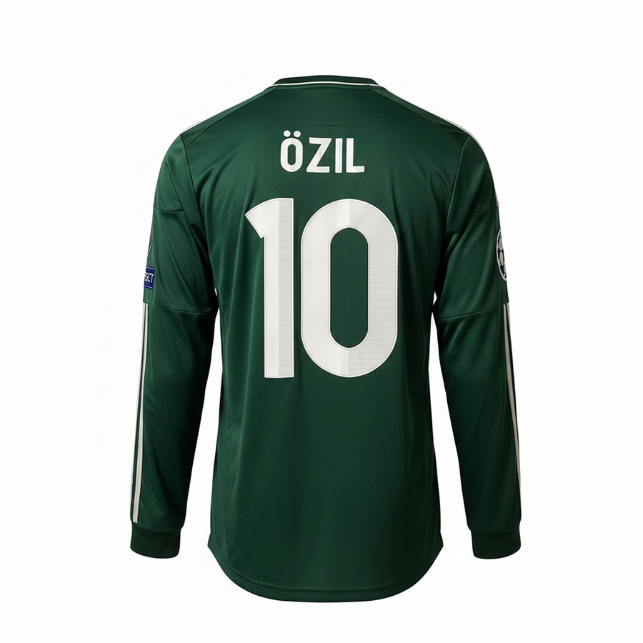 Real Madrid Retro Away Kit 2012/13 - Özil Long Sleeve – green retro football jersey front view