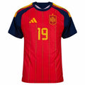 Spain Lamine Yamal #19 Home Kit - 2026 World Cup – striped and red retro football jersey back view