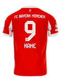 Bayern Munich Kane Home Kit 2025/26 (Champions League) – red and striped retro football jersey front view