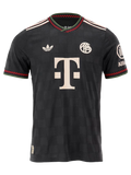 Bayern Munich Kane 3rd Kit 2025/26 (Champions League) – red and striped and black retro football jersey back view