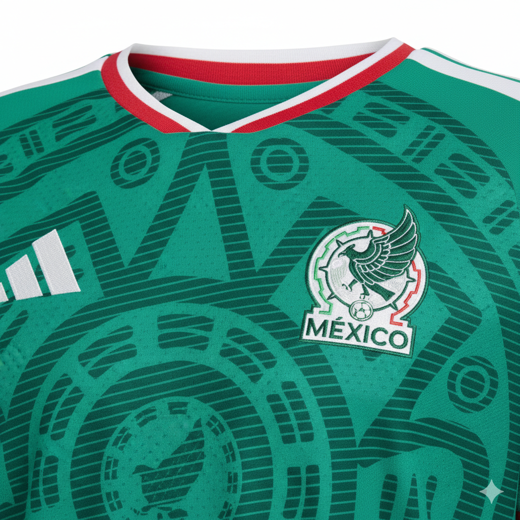 Mexico National Team Home Jersey 2025/26 – geometric and green retro football jersey back view
