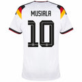 Germany Musiala #10 Home Kit - 2026 World Cup – striped and white and geometric retro football jersey front view