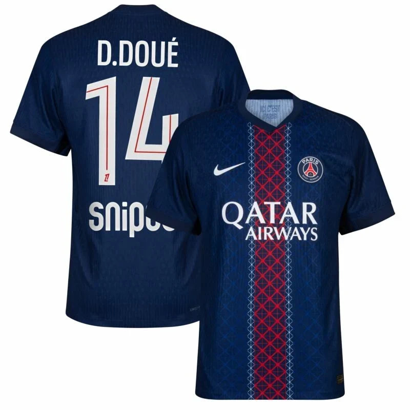PSG Doué Home Kit 2025/26 (Ligue 1) – retro football jersey detail view