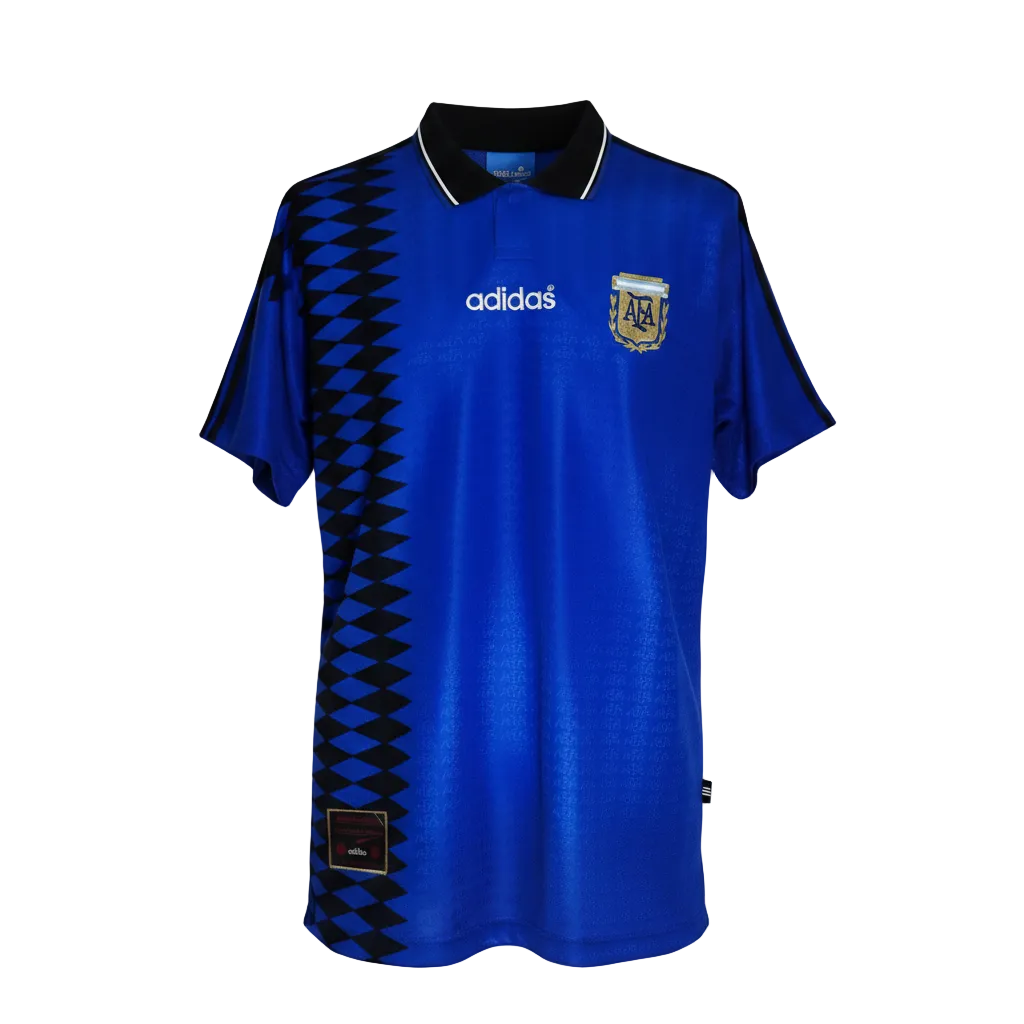 Argentina Retro Away Kit 1994 FWC – geometric and blue retro football jersey front view