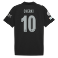 Manchester City Away Kit 25/26 Player Version Cherki - (Champions League) – black and striped retro football jersey front view