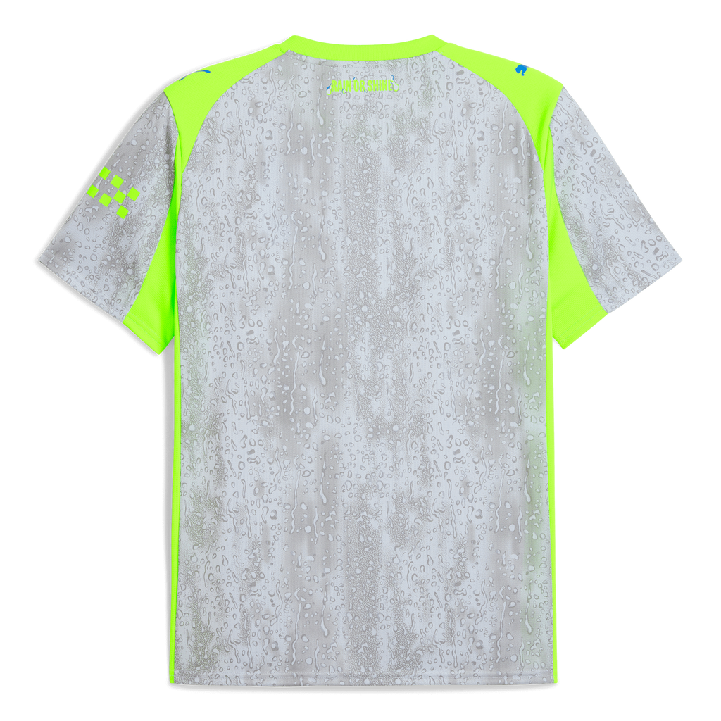 Manchester City 3rd Kit 2025/26 - Player Version – gray and white retro football jersey back view