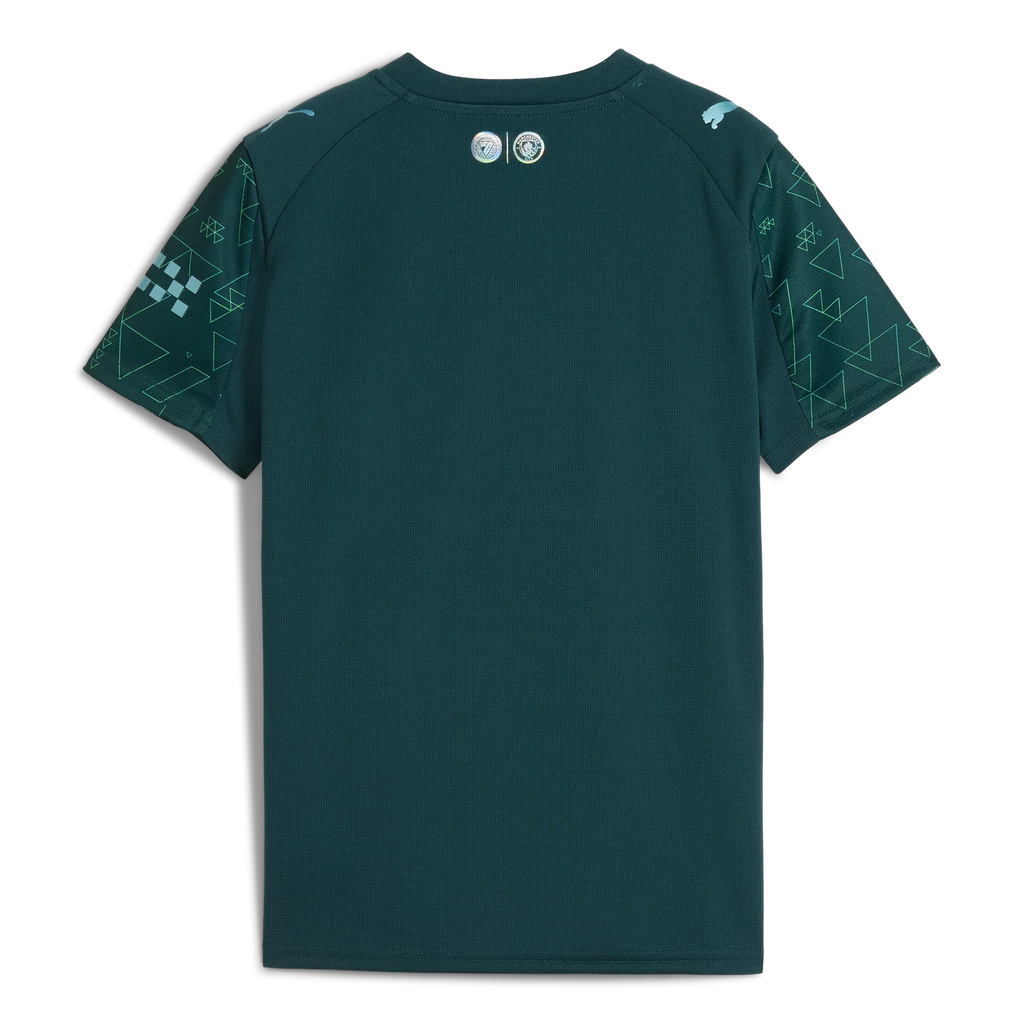 Manchester City 4th Kit 2025/26 – geometric retro football jersey back view