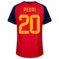 Spain Pedri #20 Home Kit - 2026 World Cup – striped and red and geometric retro football jersey front view
