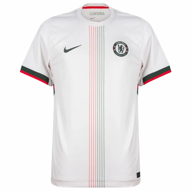 Chelsea Cole Palmer Away Kit 2025/26 (Champions League) – geometric and blue and black and striped and white retro football jersey back view