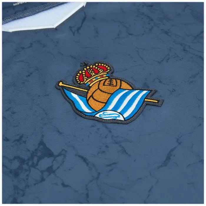 Real Sociedad Away Kit 2025/2026 (La Liga) – striped retro football jersey detail view