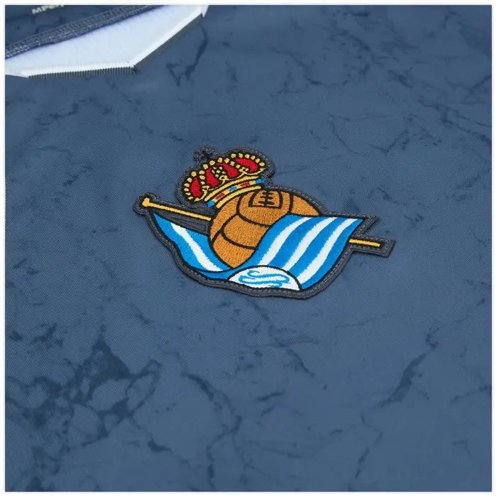 Real Sociedad Away Kit 2025/2026 (La Liga) – striped retro football jersey detail view