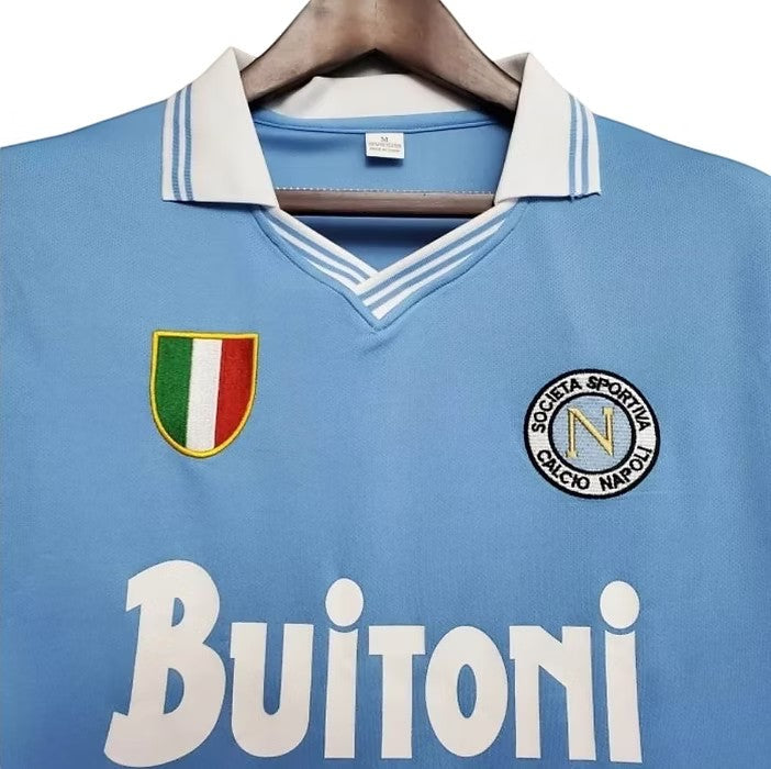 Napoli Retro Home Kit 1986/87 - Maradona – blue retro football jersey back view