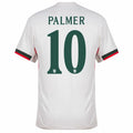 Chelsea Cole Palmer Away Kit 2025/26 (Champions League) – geometric and blue and black and striped and white retro football jersey front view
