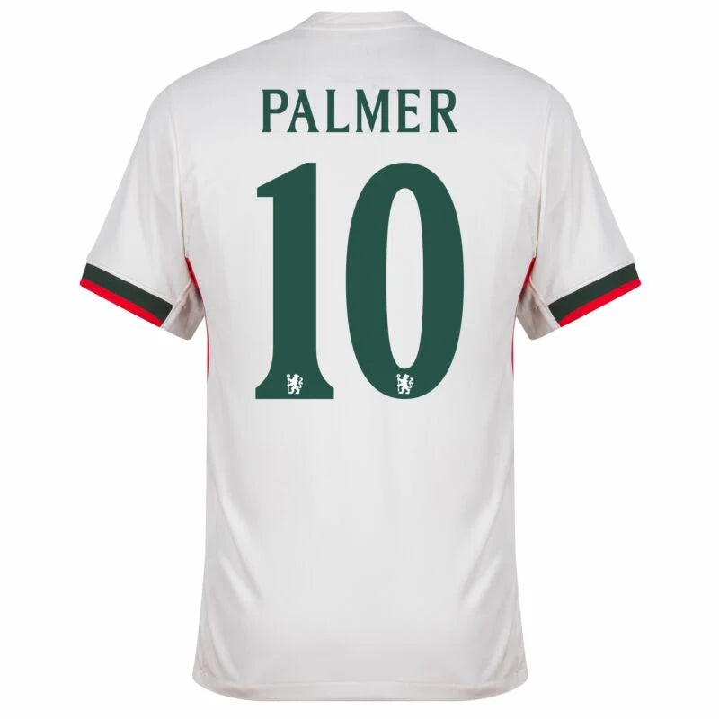 Chelsea Cole Palmer Away Kit 2025/26 (Champions League) – geometric and blue and black and striped and white retro football jersey front view