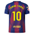 Barcelona Home Kit Lamine Yamal #10 2025/26 (La Liga) – red and striped and blue retro football jersey front view