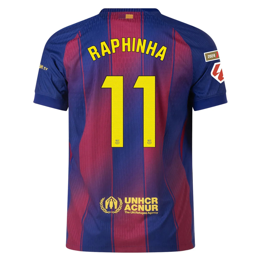 Barcelona Home Kit Raphinha #11 2025/2026 (La Liga) – retro football jersey front view