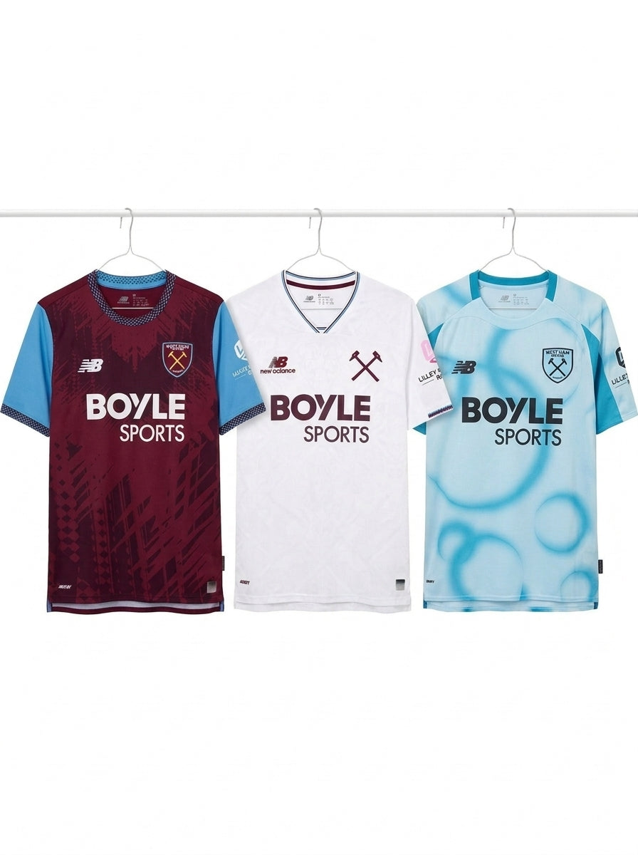 West Ham 2026/27 Complete Kit – Home, Away & Third Jersey Set