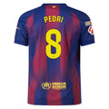 Barcelona Home kit Pedri #8 2025/26 (La Liga) – navy and red and striped retro football jersey front view