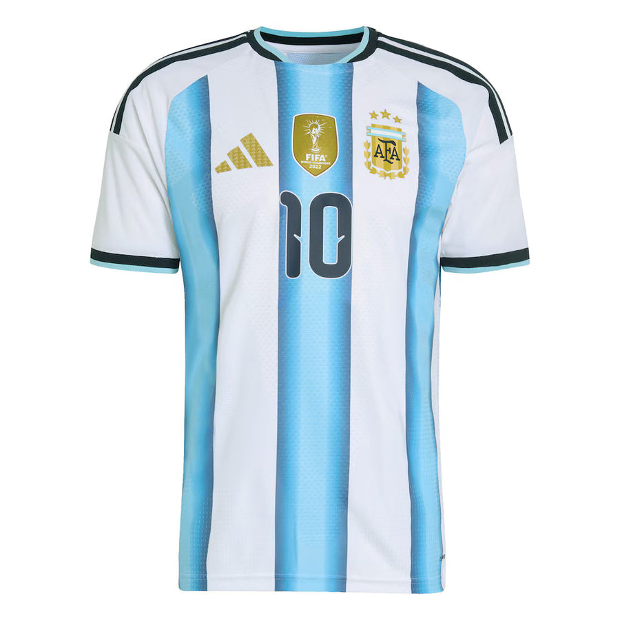 Argentina Lionel Messi #10 Home Kit - 2026 World Cup – striped retro football jersey back view