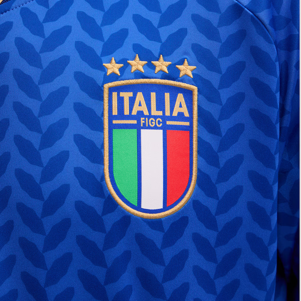 Italy National Team Home Jersey 2025/26 – blue and geometric retro football jersey detail view