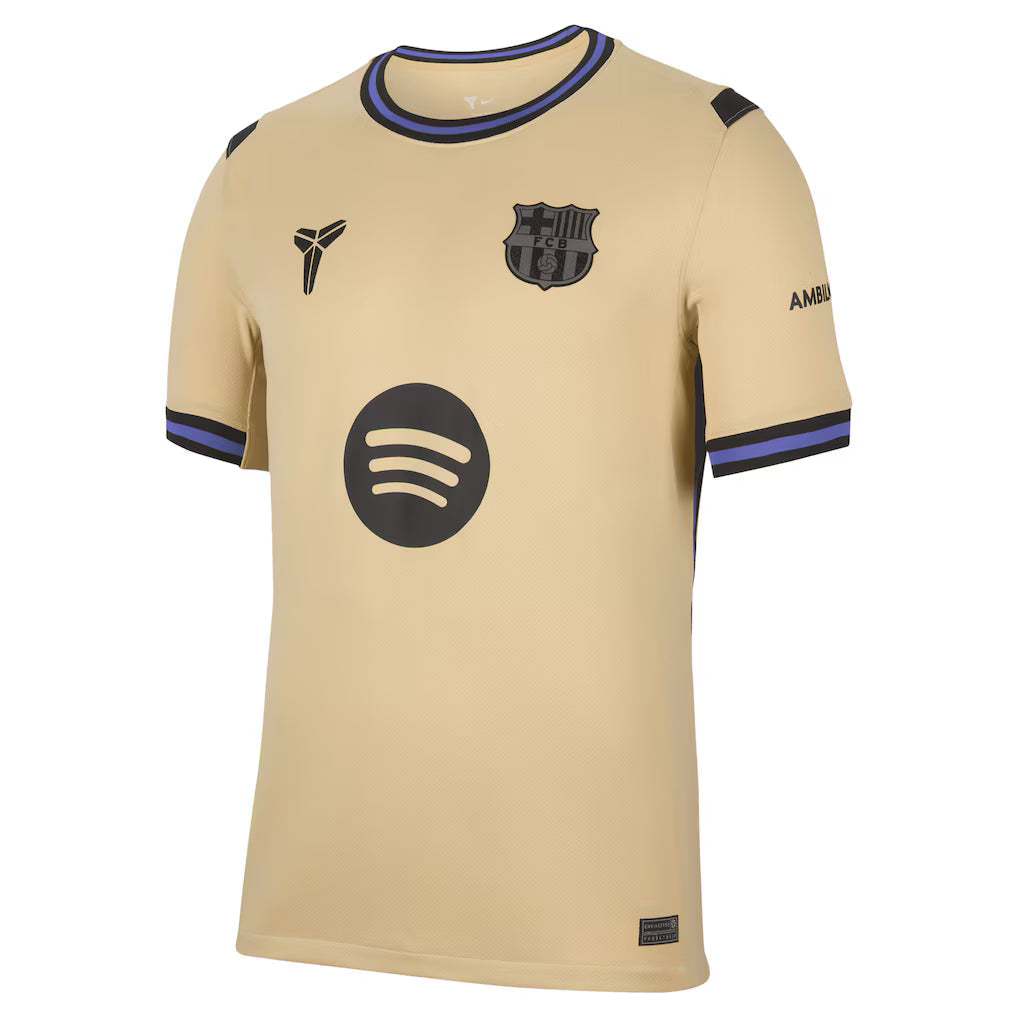 Barcelona Away Kit Lamine Yamal #10 2025/26 (La Liga) – beige retro football jersey back view