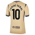 Barcelona Away Kit Lamine Yamal #10 2025/26 (La Liga) – beige retro football jersey front view
