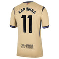 Barcelona Away Kit Raphinha #11 2025/26 (La Liga) – beige retro football jersey front view