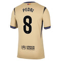 Barcelona Away Kit Pedri #8 2025/26 (La Liga) – beige retro football jersey front view