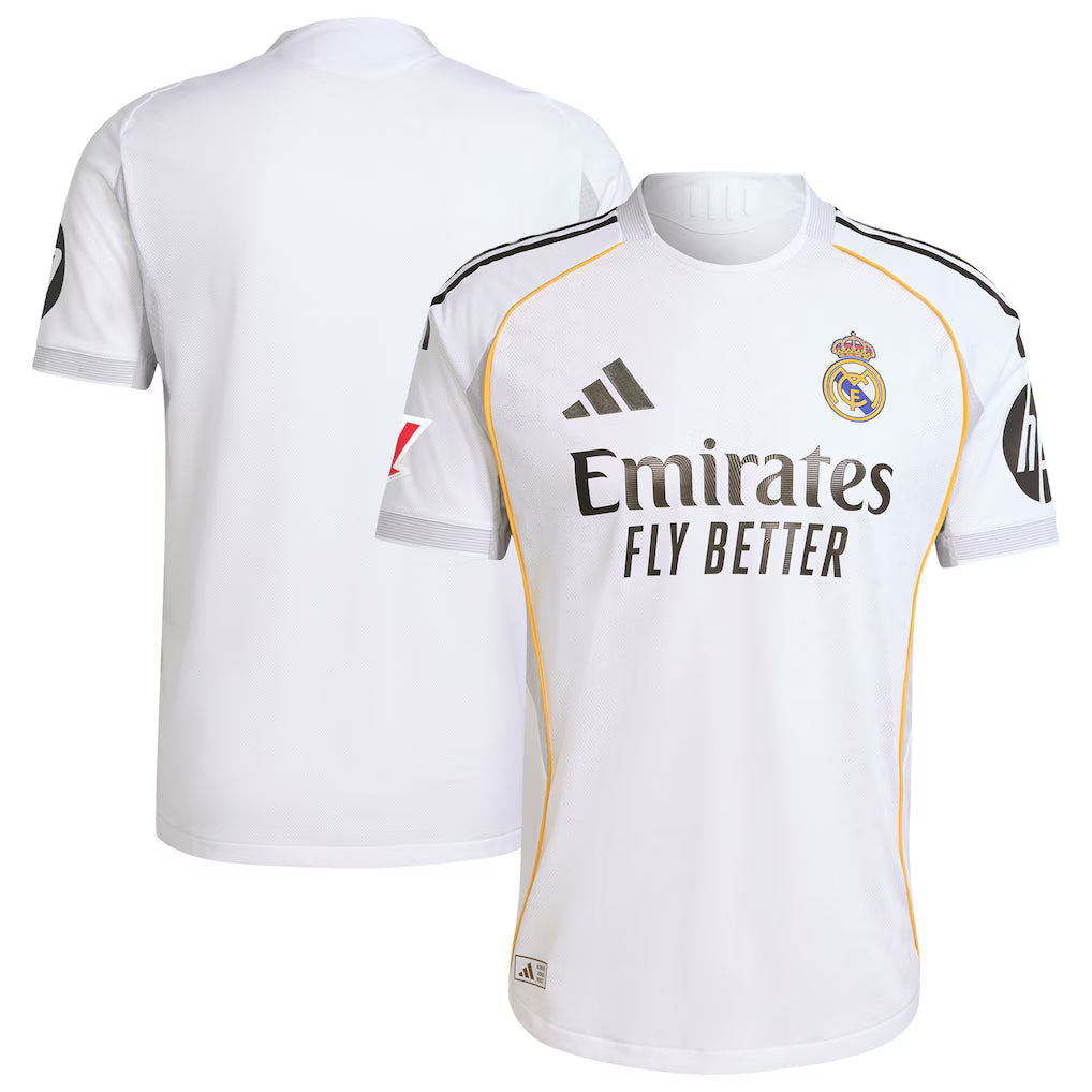 Real Madrid Home Jersey - 2025/2026 Season – white retro football jersey detail view