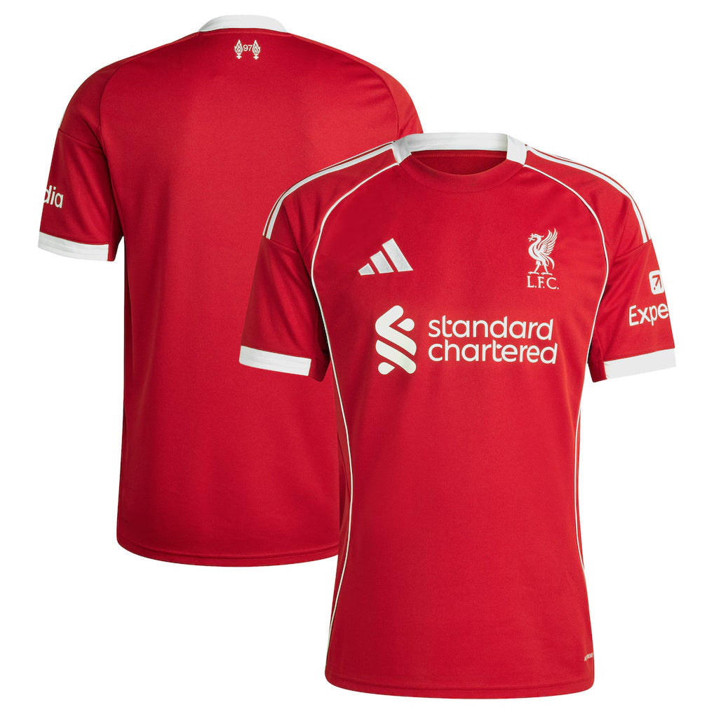 Liverpool Home Jersey - 2025/2026 Season – red retro football jersey detail view