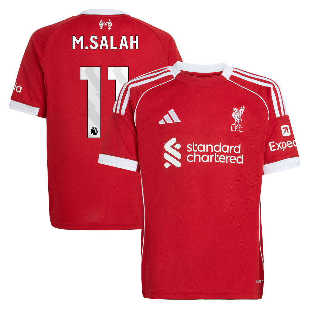 Liverpool Mohamed Salah Home Jersey 2025/26 – red retro football jersey detail view