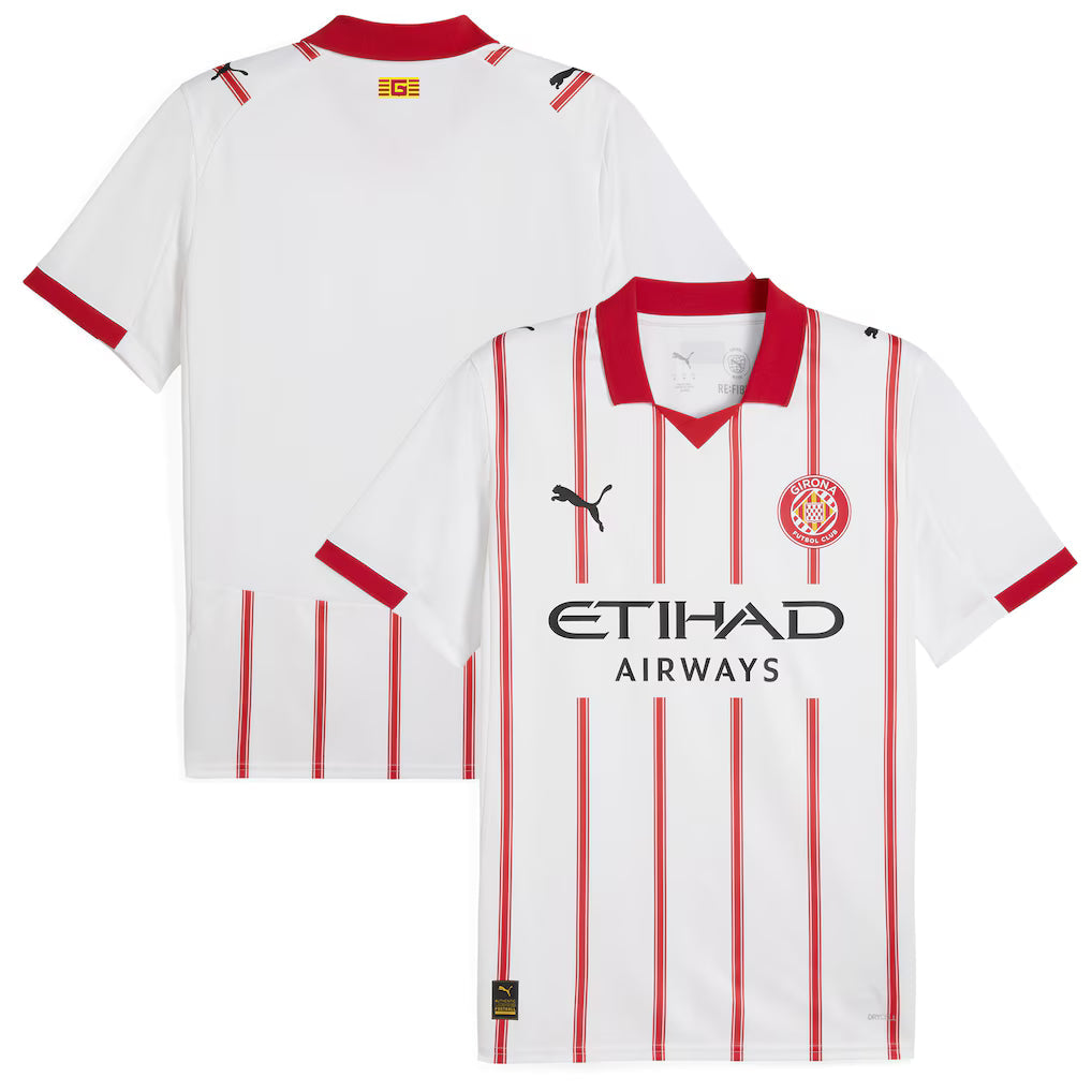 Girona FC Home Jersey - 2025/2026 Season – striped retro football jersey detail view