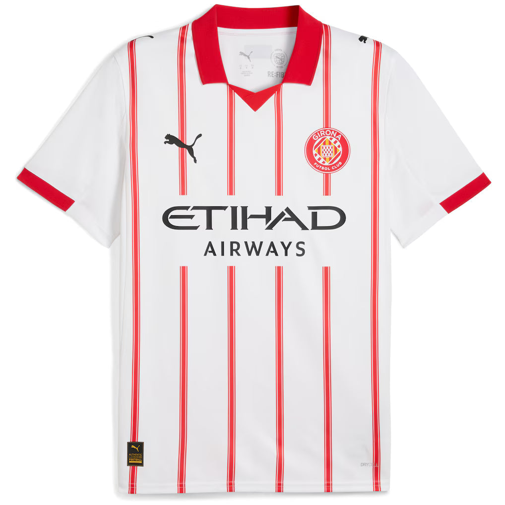 Girona FC Home Jersey - 2025/2026 Season – striped retro football jersey front view