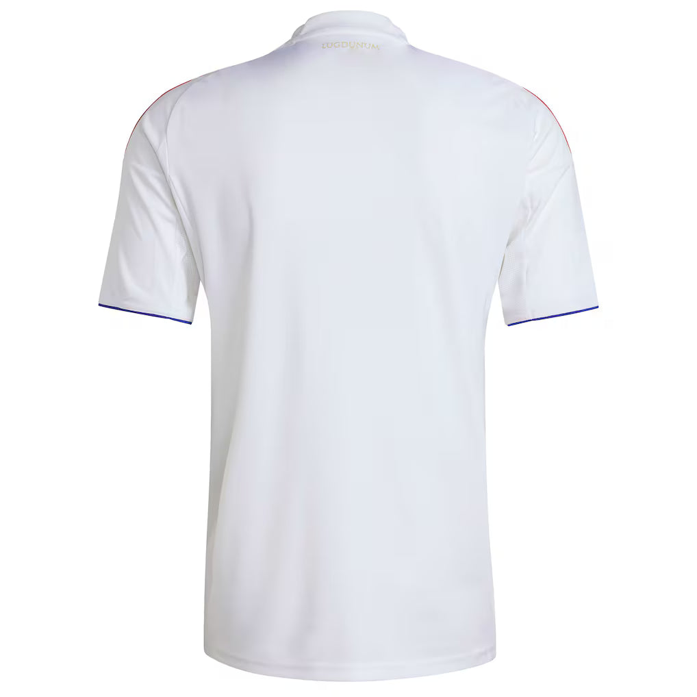 Olympique de Lyon Home Jersey - 2025/2026 Season – striped and white retro football jersey back view