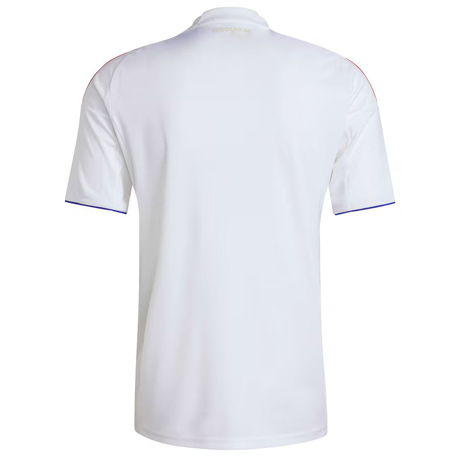 Olympique de Lyon Home Jersey - 2025/2026 Season – striped and white retro football jersey back view