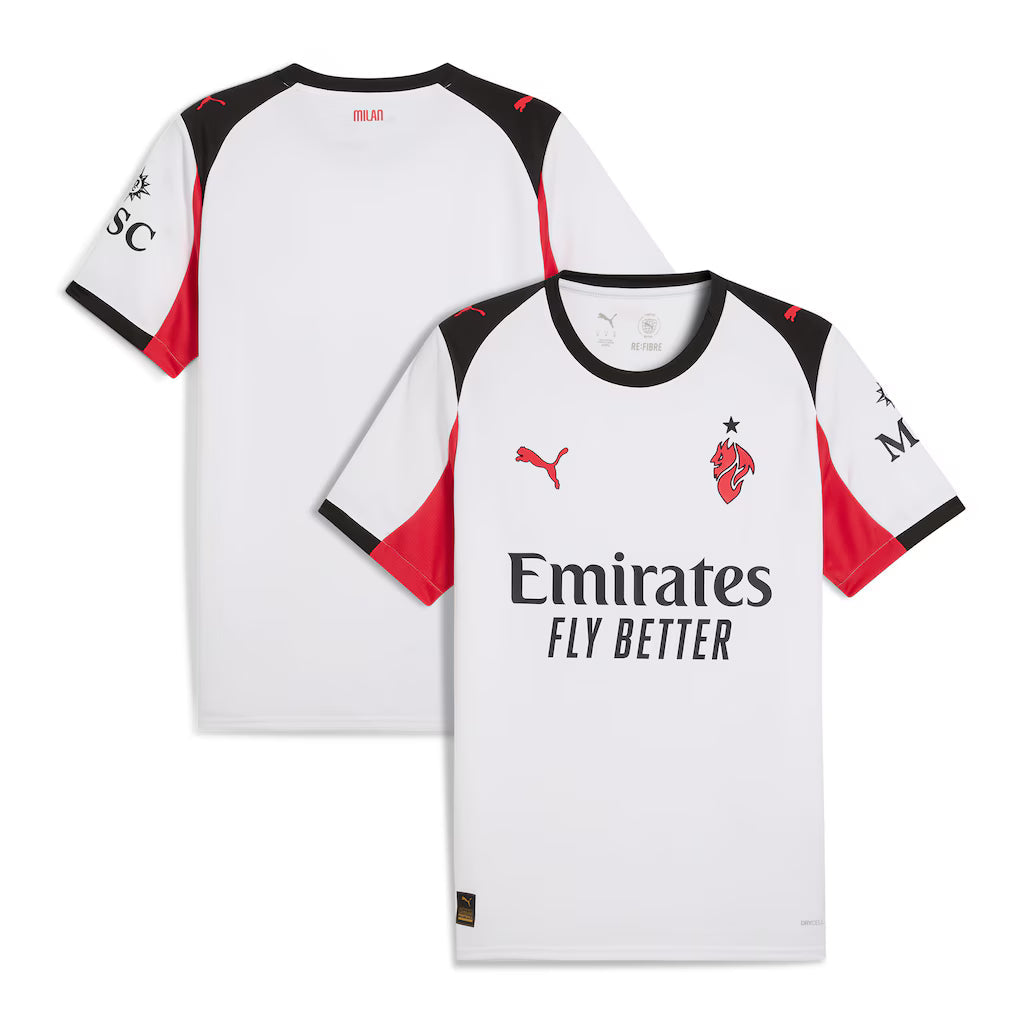 AC Milan Away Jersey 2025/26 Season (Serie A Player version) – white retro football jersey detail view