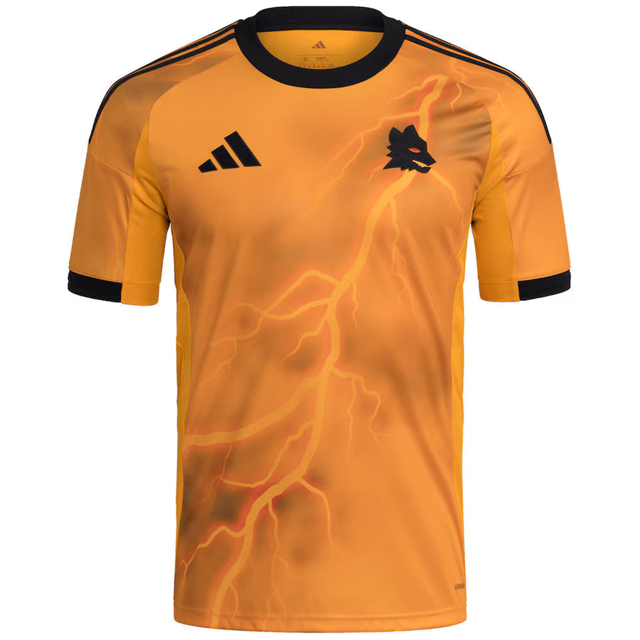 AS Roma Away Jersey 2025/26 Season – yellow and orange retro football jersey front view