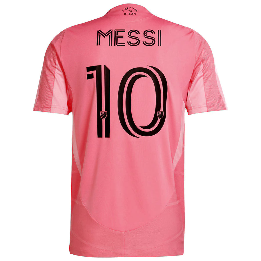 Inter Miami Messi #10 Jersey - 2025/2026 Season – striped and pink retro football jersey back view