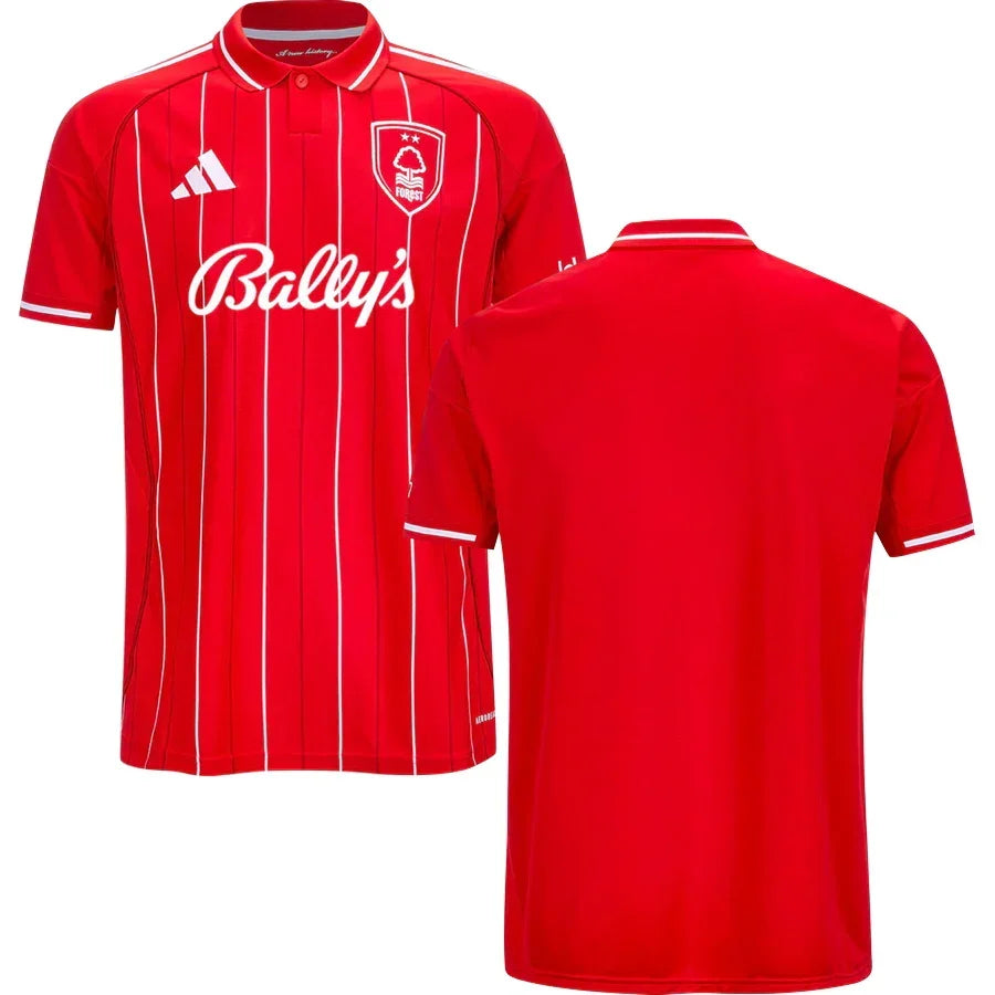 Nottingham Forest Home Jersey 2025/26 – striped and red retro football jersey back view