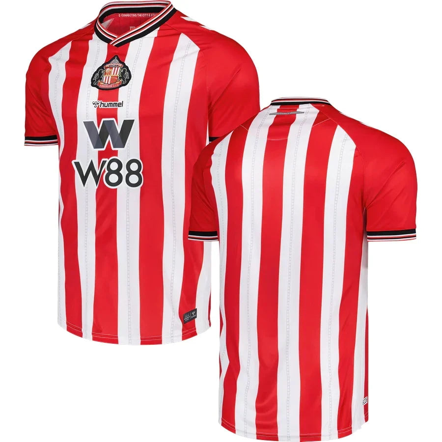 Sunderland Home Jersey 2025/26 – striped retro football jersey detail view