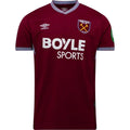 West Ham United Home Jersey 2025/26 – red retro football jersey front view