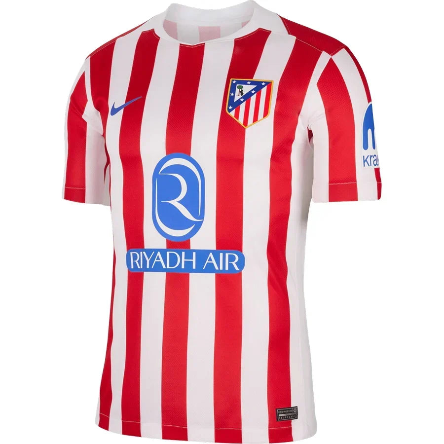 Atlético Madrid Home Jersey 2025/26 – striped retro football jersey front view