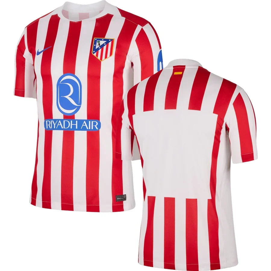Atlético Madrid Home Jersey 2025/26 – striped retro football jersey detail view