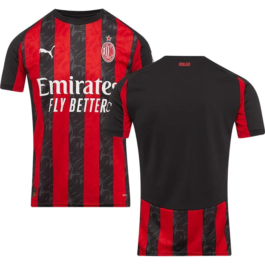 AC Milan Home Jersey 2025/26 – striped retro football jersey detail view